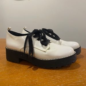 Black and White Platform Lug Sole Oxfords